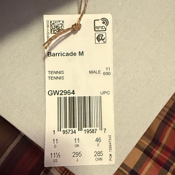 Adidas Men’s Barricade M Tennis Shoes Sneakers White Orange Black Athletic 11.5 - Picture 2 of 7